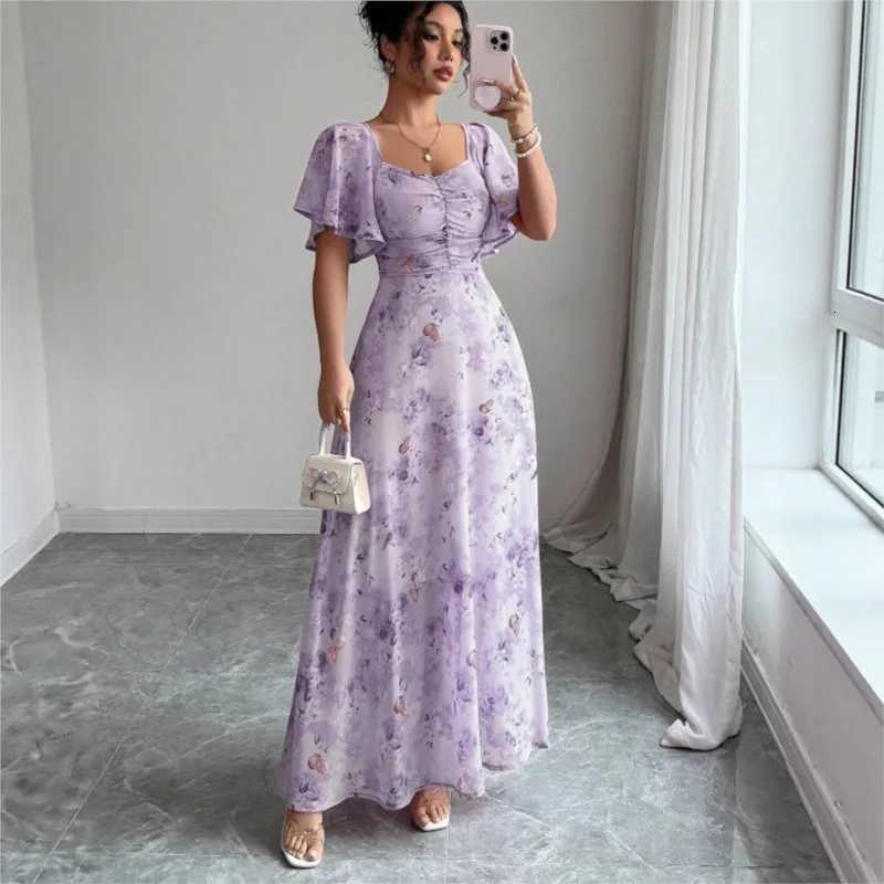 Summer New Style Slim Elegant Dress With Lotus Leaf Sleeves Womens Fashion Holiday Party Dresses For Women Robe Femme Vestidos X260306