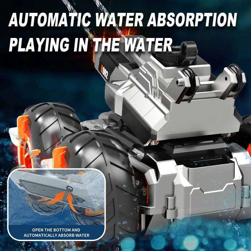 JCMO Control Water Gun Amphibious Dual-Nozzle Water-Shooting Cool Wheel LED Light RC Car with Waterproof Remote New C260305