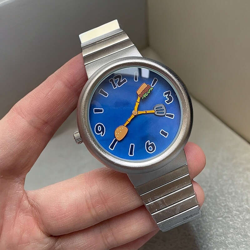 SpongeBob SquarePants Cartoon Double Color Don't Want to Work Couple Personality Niche Creative Men's and Women's Watches