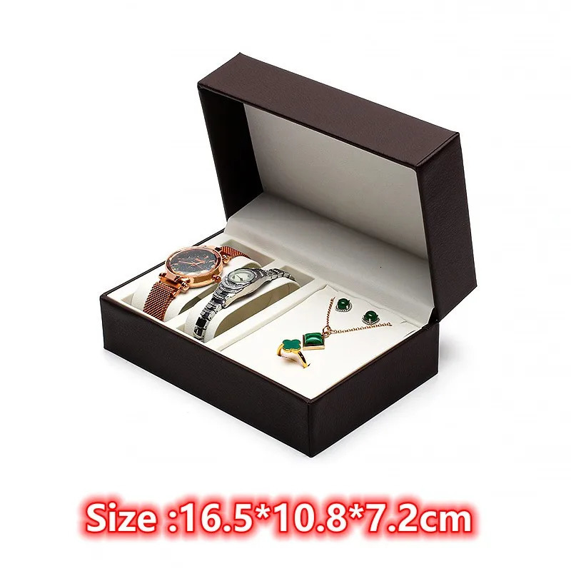 High End Couple Watch Holder Box Pu Wrist Watch Storage Case Gift Box Packaging Case Jewelry Organizer With Watch Pillow Gifts 260304