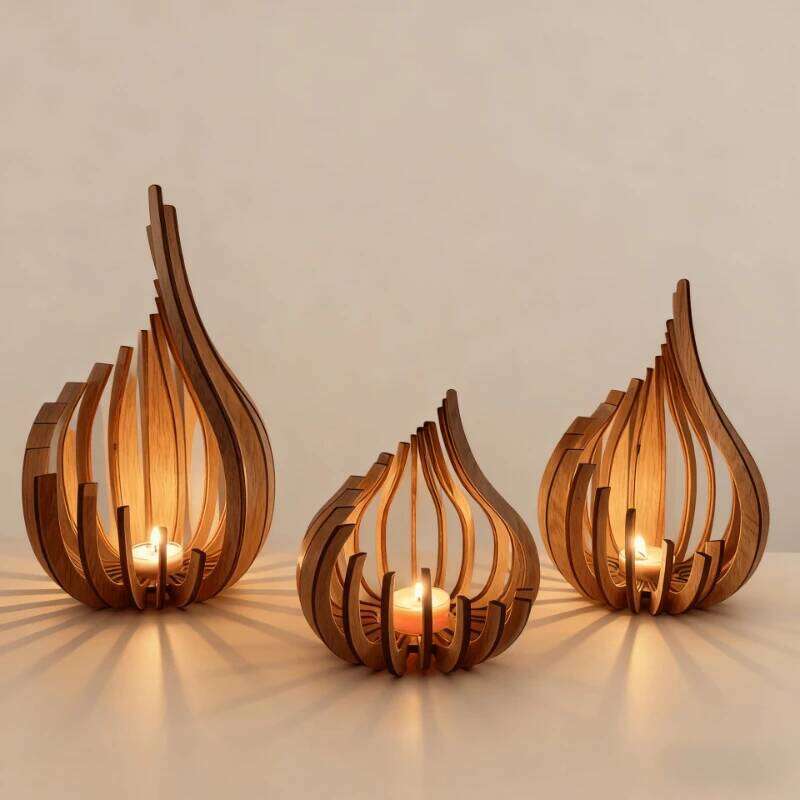 Artwork Streamline Wooden DIY Handmade Holder Decoration Ornament Candle Holder, Creating A Warm Atmosphere XJ260305