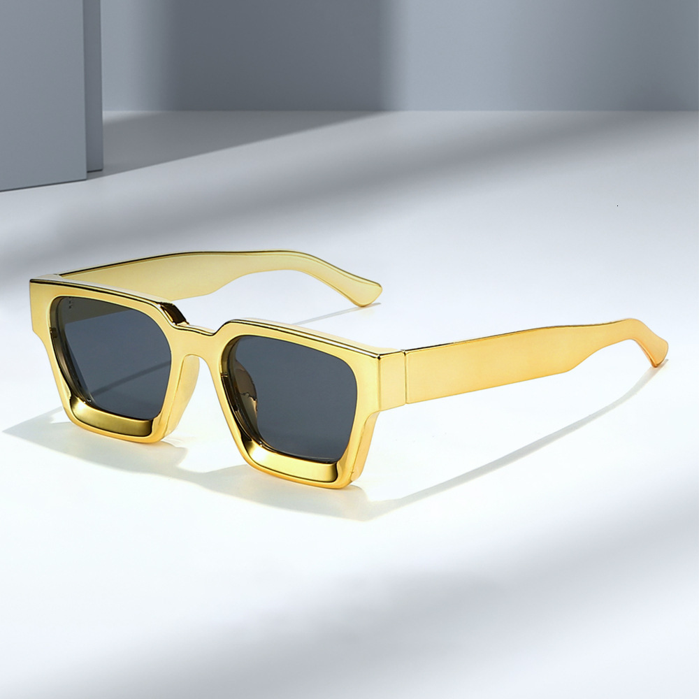 25 new models of square-frame European and American electroplated sunglasses, trendy, UV-protective, fashionable, rainbow