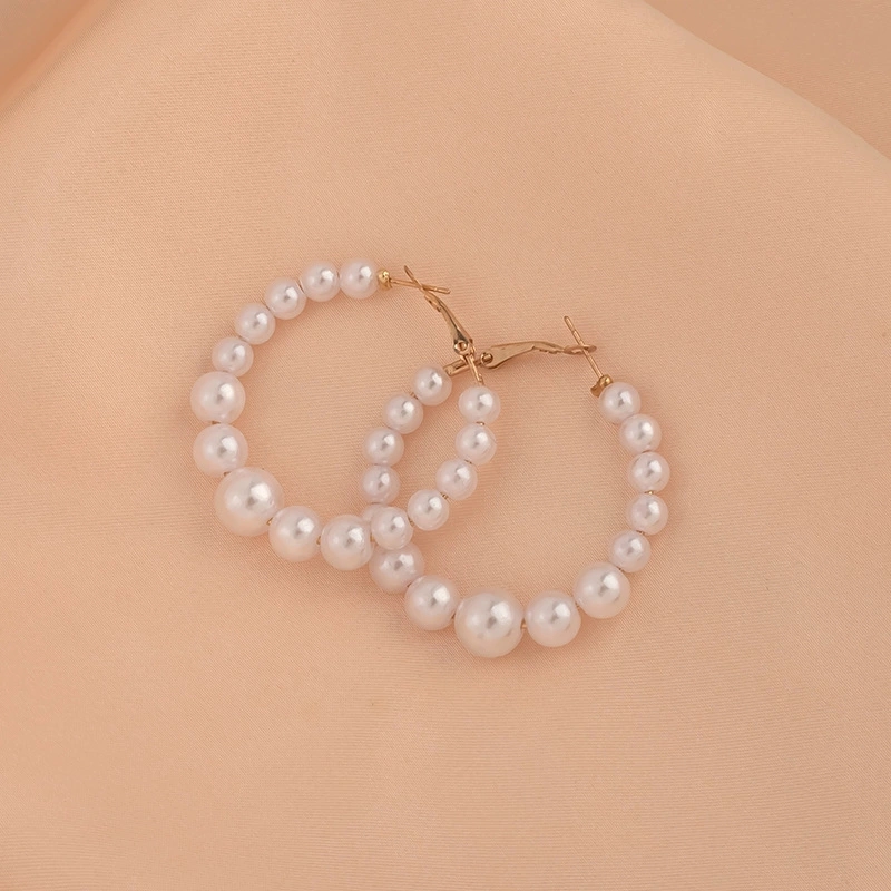 Exquisite Boho-Inspired Pearl Drop Hoop Earrings Versatile Fashion Staple