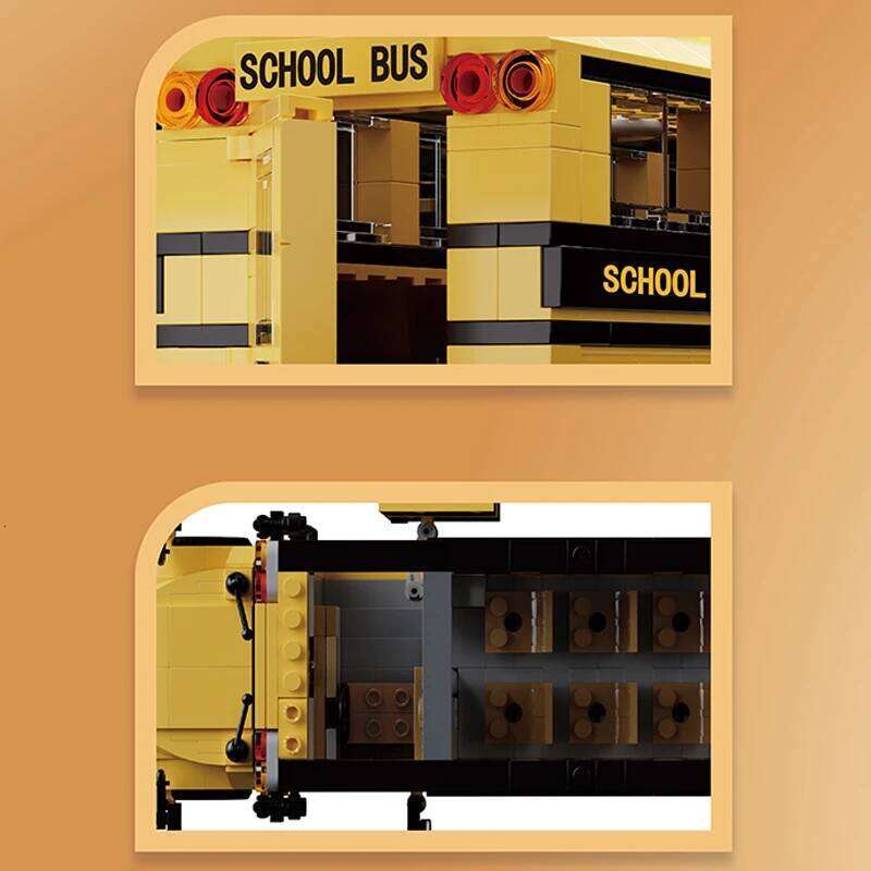 788PCS Building Blocks Classic Yellow American School Bus Model Bricks Desktop Ornament Kids Educational DIY Toy Gift Z260305