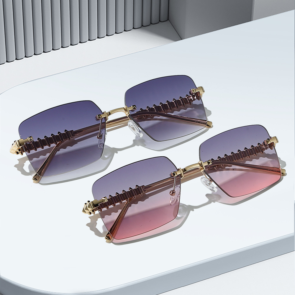 25 new models of frameless metal rivet leg sunglasses, European American fashion, stylish unique, high-end sunglasses for men women, simple and exquis