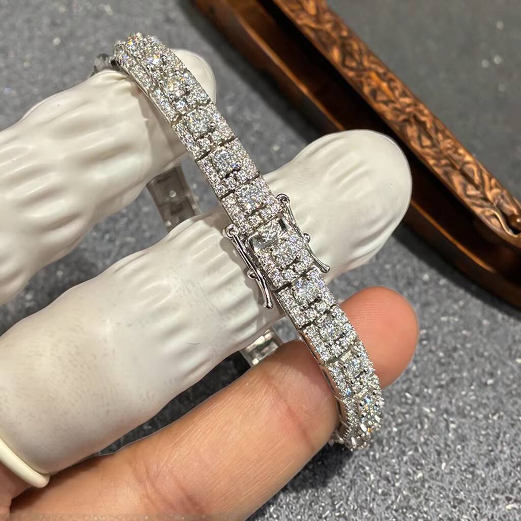 High Quality 925 Sterling Silver VVS Moissanite Tennis Bracelet 18k Gold Plated Fine Jewelry in Hip Hop Style for Women and Men