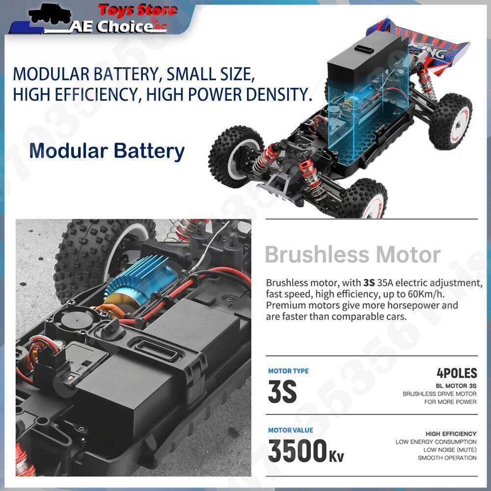 WLtoys 124008 1/12 V8 Brushless 65Km/H High Speed 4WD Drive Off-Road 2.4G 11.1V 1300mAh RC Car Toy Gift C260305