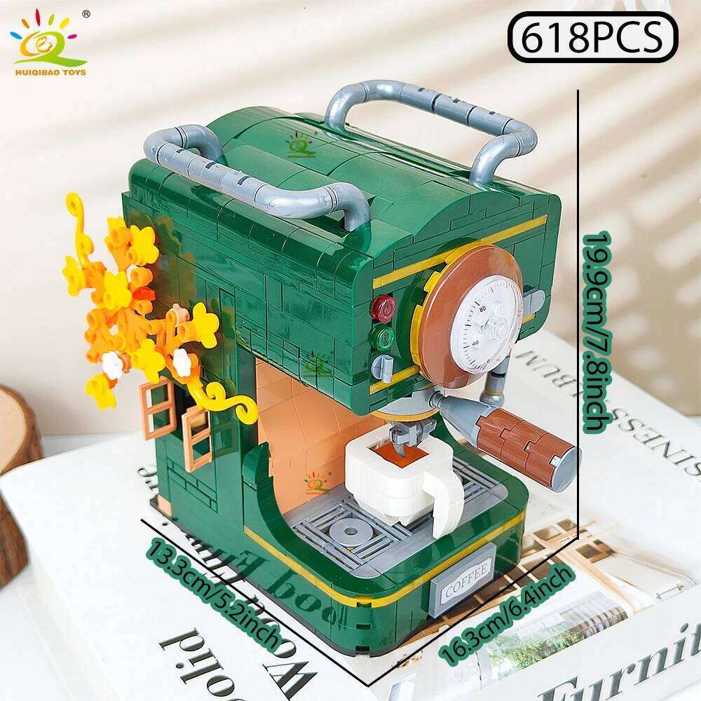 HUIQIBAO Simulation machine Model Micro Building Blocks Mini Bricks Coffee Maker Puzzle Assemble Children Toys Desk Home Z260306