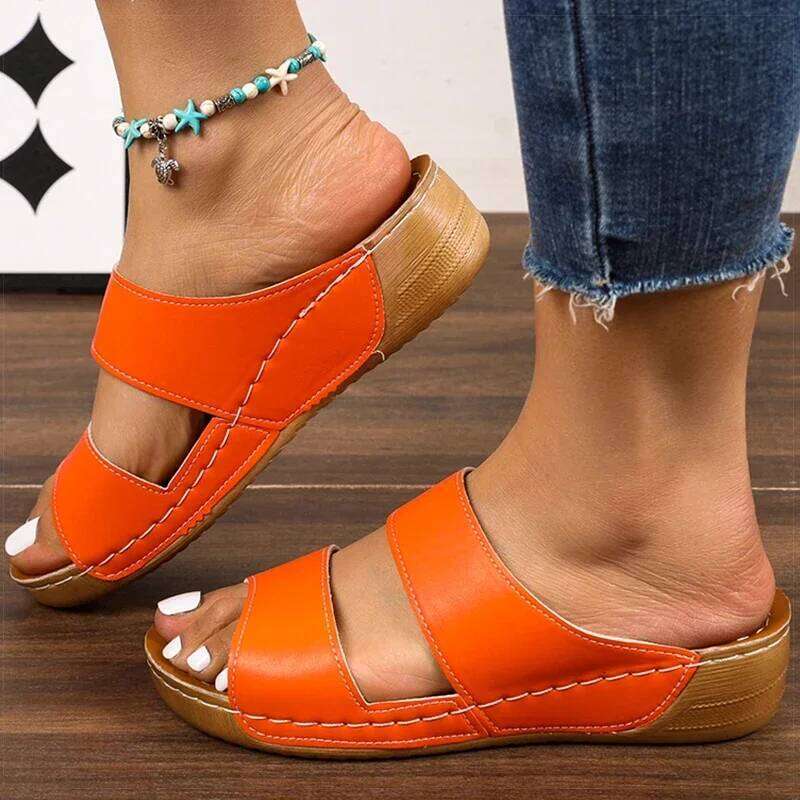 Women's Casual With Heels Shoes Women Low Platform Sandals Indoor Outdoor Slippers Heeled Summer Footwear