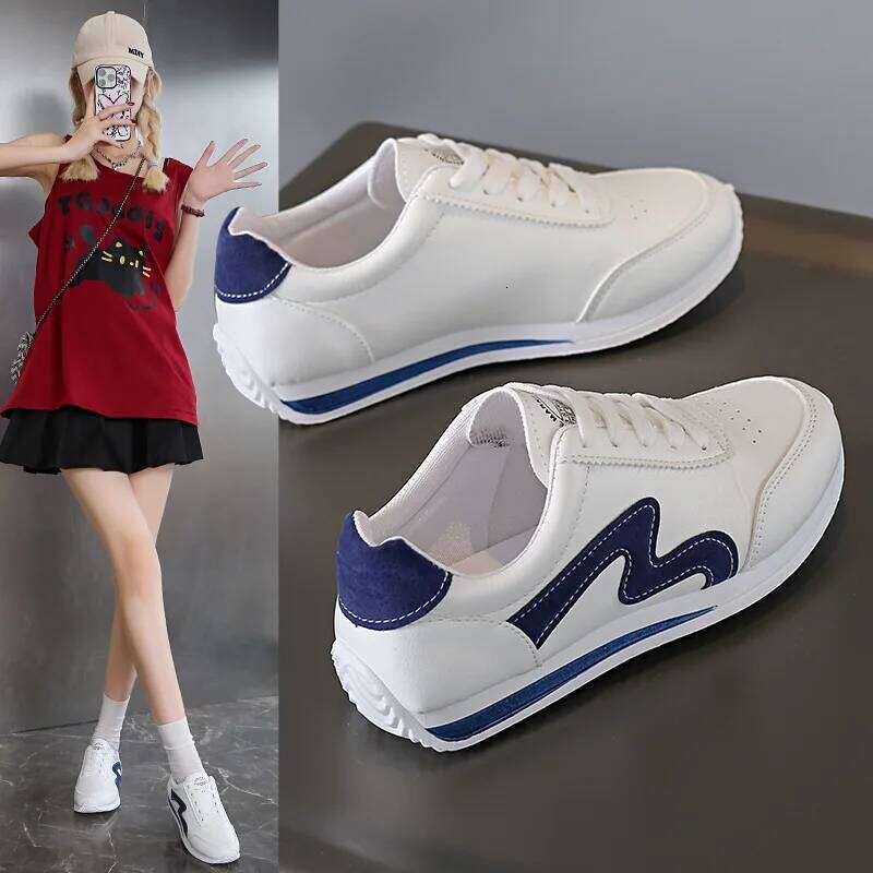 Women Designer Round Head Deep Mouth Light Versatile Breathable Cross Lace Casual Sneakers Zapatos De Mujer