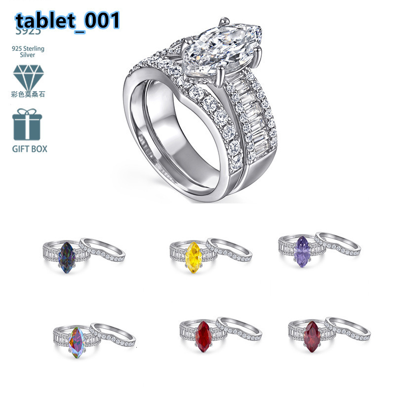 Wholesale GF S925 Sterling Silver Vintage Engagement Rings Marquise Moissanite Bar Setting GRA Certified Womens/Unisex