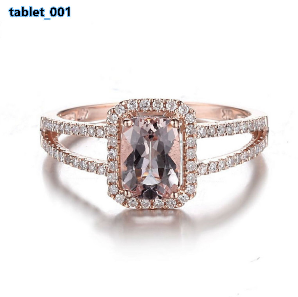Porganite Antique Square Morganite Neil Mane Ring Rhodium Plated Durable for Wedding and Party Kay Jewelry