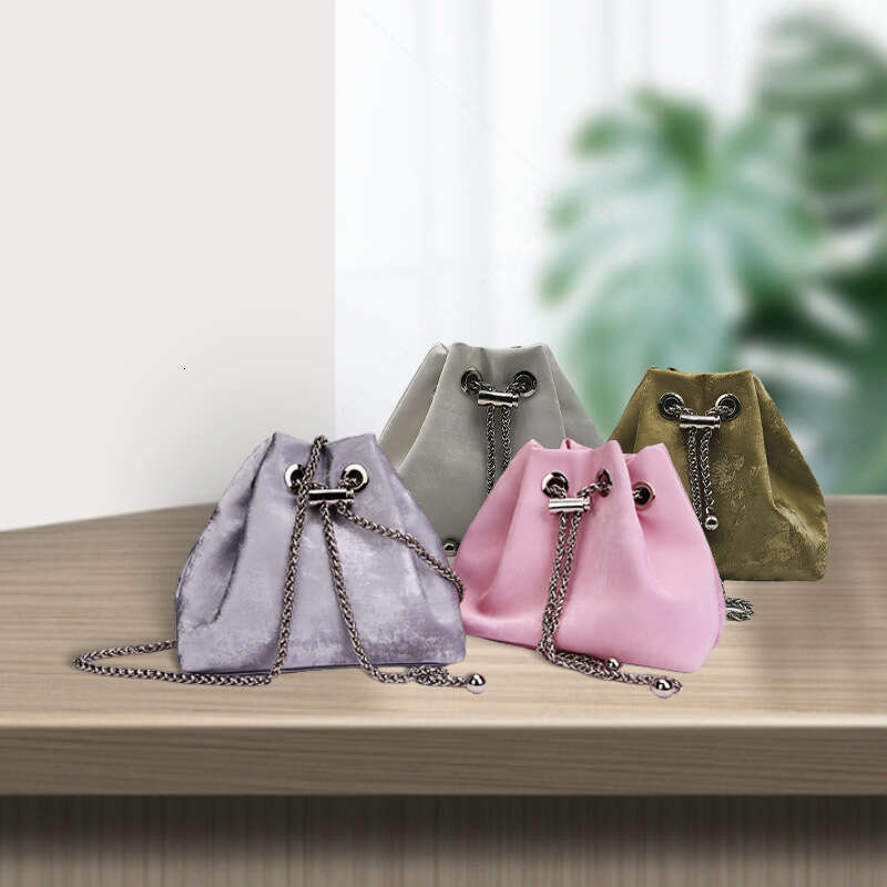 Tote New Chinese Style Solid Color Satin Leather Cloud Bucket Simple And Versatile For Commuting Casual Crossbody Bag Small Lucky Bag