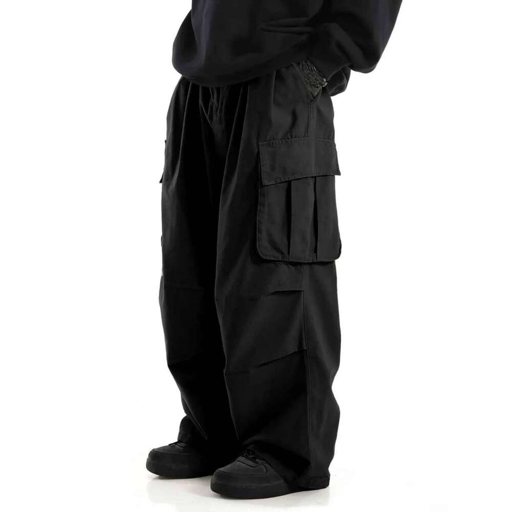plus Size Men's Workwear Wide Leg Pants Loose Street Style Trendy Cargo Trousers