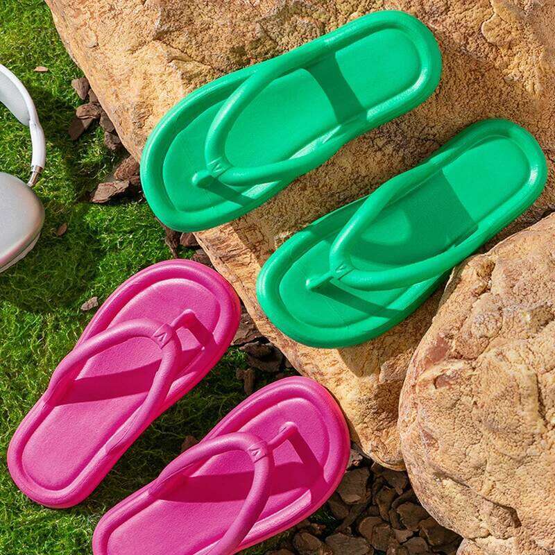 Lightweight Flat Heel Beach Slides Soft Platform Flip Flops Non Slip Slippers for Women EVA Thick Sole Clip Toe Home Shoes