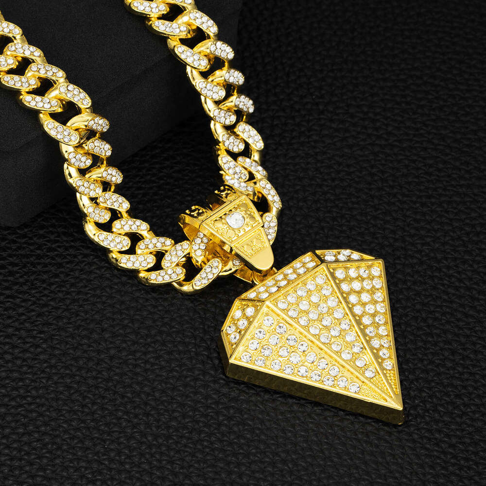 Double-layer three-dimensional cross-border new European and American hip-hop style large diamond pendant, zinc alloy, full diamond, high quality, fac
