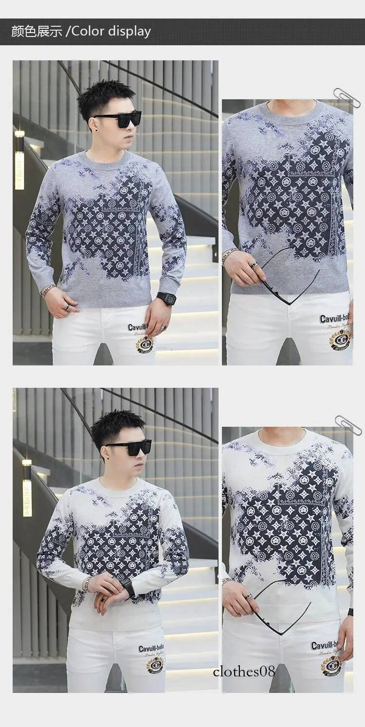 2026 Autumn Winter Jacquard Men - Fashion Round Neck Knit Top, Trendy Long Sleeve Pullover, Stylish Male Sweater Casual