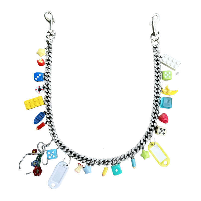 Ain's premium selection of European and American hip-hop bag pendants, trendy waist accessories, cross-border diamond-encrusted Cuban pant chains