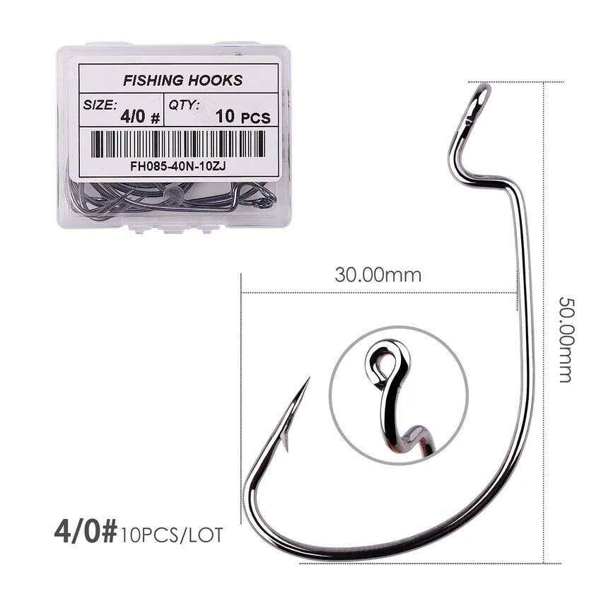 10pcs/ Box Fishing Offset 8# - 5/0# crank hook for soft worm bait fishhook crankbait fishing tackle accessories pesca hooks S260305