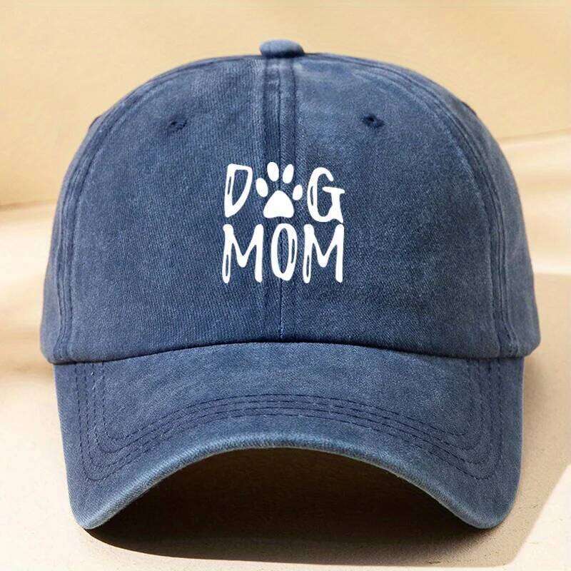 Classic washed retro dog mom printed baseball cap, outdoor casual sports sun hat, adjustable soft top duckbill cap Y260304
