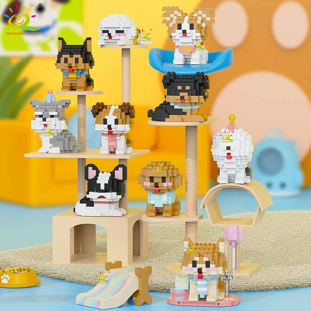 HUIQIBAO MOC Cute animal model Micro Building Block Panda Rabbit Bee Mini Diamond Model Brick Toy for Children Desk Decor. Z260306
