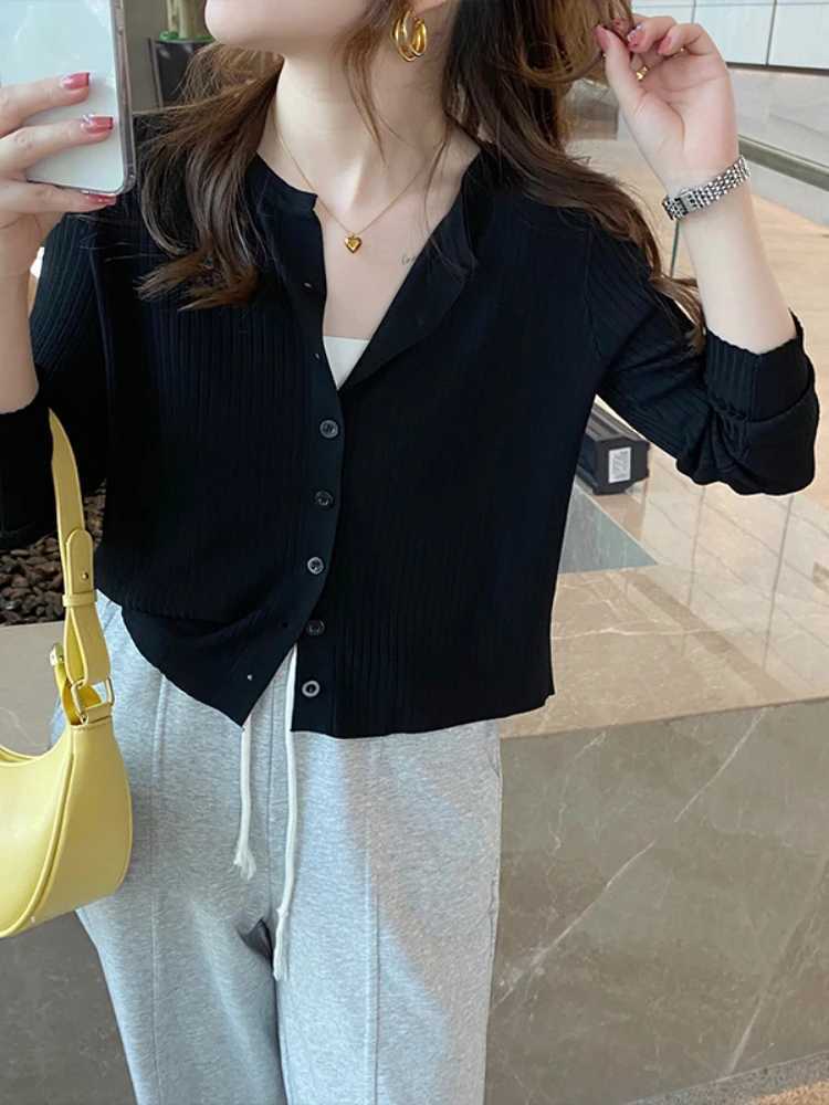 Summer New Women Cardigan Korean Elegant Knitted Long Sleeve Female Casual Sweater Tanks Fashion New Slim Ladies Casual Tops M260306