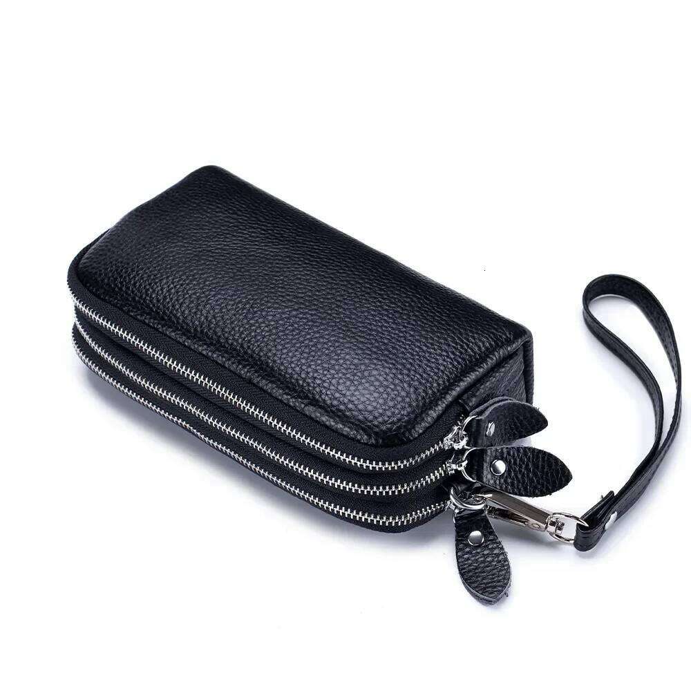 Leather Women Mini Wallet Three Zipper Coin Purse Cute Small Clutch Bag Designer Multi-Functional Card Holder Bags C260304