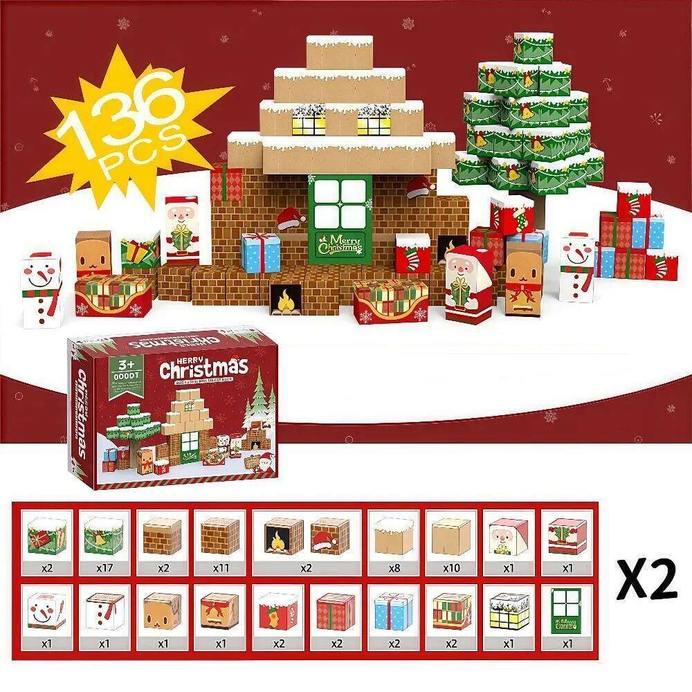 Creative Magnetic Building Blocks Santa Claus Scene Model DIY Assembly Bricks for Kids Birthday Christmas gifts Z260305