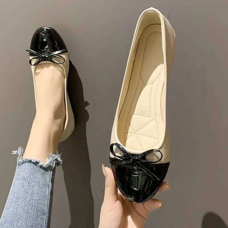 Flats Comfort Ballerina 2025 Summer New Shallow Mouth Non-slip Ladies Loafers Elegant Bowknot Women Single Shoes