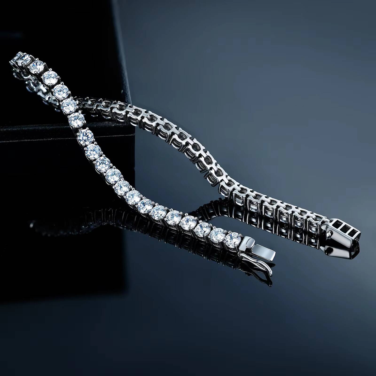 Grace Jewelry Hip Hop Rapper Sterling 925 Silver High-End Iced Out Moissanite Lab Grown Diamond Custom Tennis Bracelet for Woman