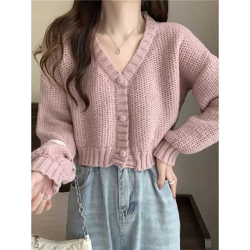 Women sweater cardigans V-neck button up casual knit sweet cardigan coat for woman 2024 Autumn Winter M260306
