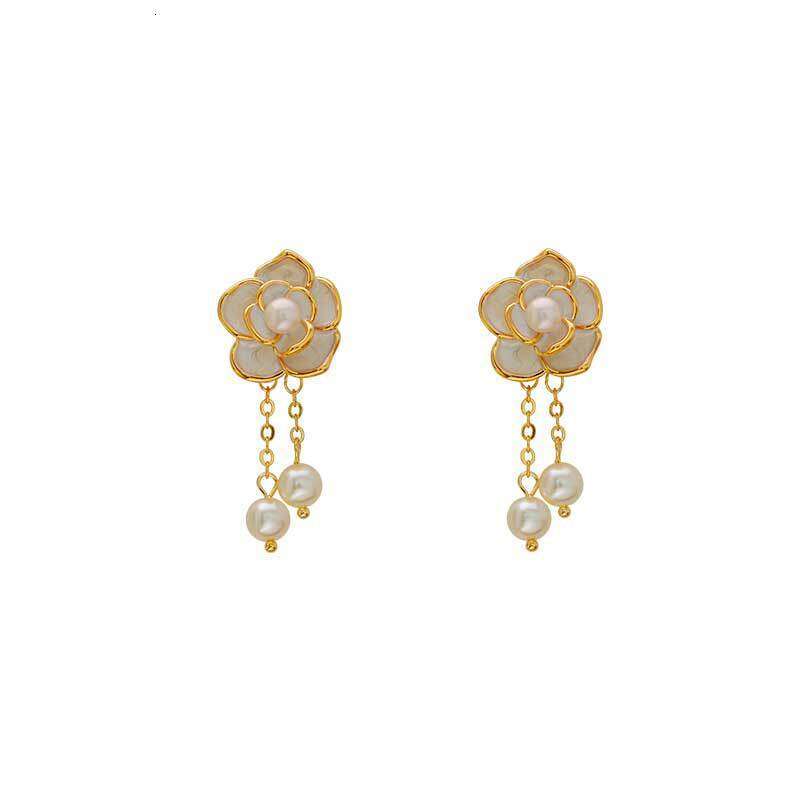 Camellia Earrings For Women 2025 New Trendy High-end Floral Stud Earrings Light Luxury Niche Design Pearl Earrings