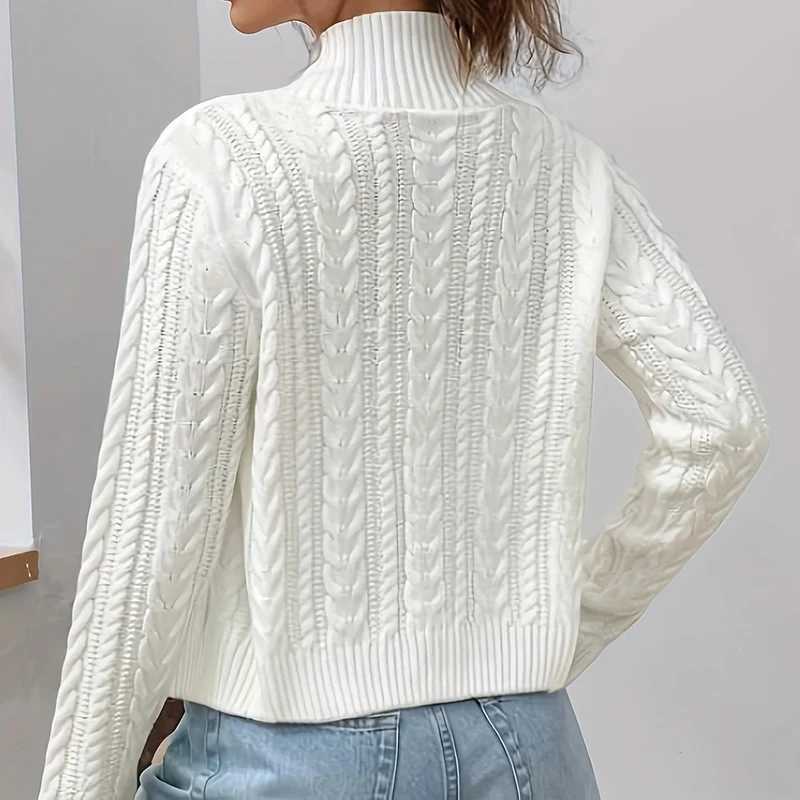 Stand Collar Twist Knitted Cardigan Women Korean Zip Up Long Sleeve Cropped Cardigans Woman Solid Color Slim Fit Sweater Coat M260306