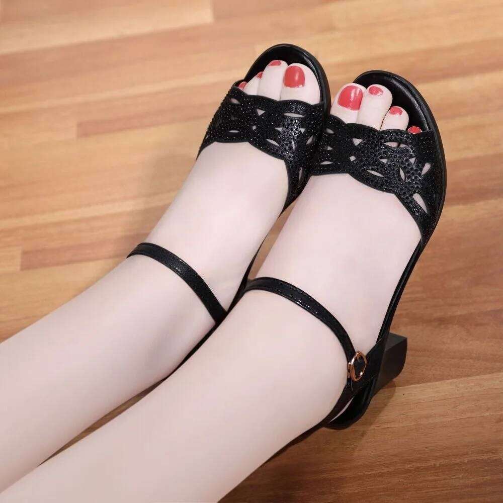 Black High Sandals, Buckle Block Heel Platform Pumps, Gothic Punk Party Shoes - Perfect for Prom & Clubbing