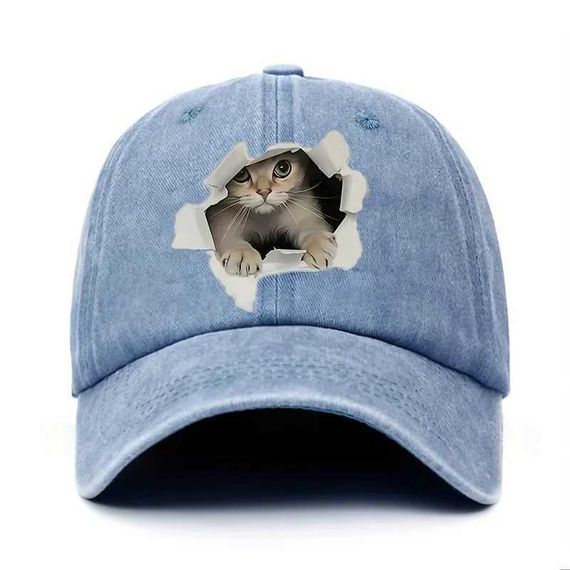 Funny Style Cat Patterned Baseball Cap with Adjustable Outdoor Casual Hat Suitable for Both Men and Women Cat Enthusiasts S260306