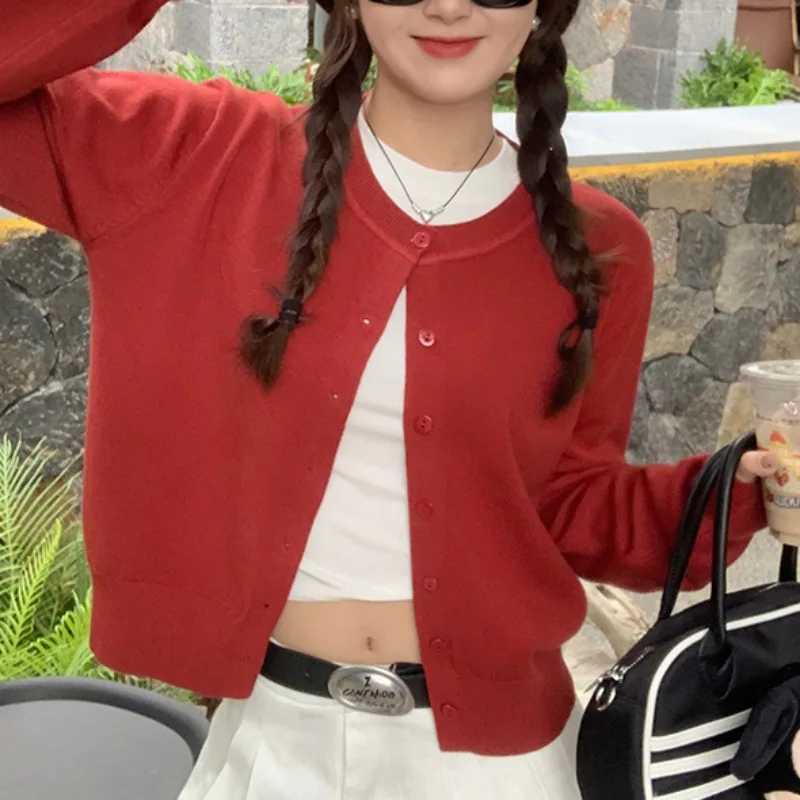 2026 New Womens Yellow Knit Cardigan Early Spring Autumn High Grade Small Size Sweater Coat M260306