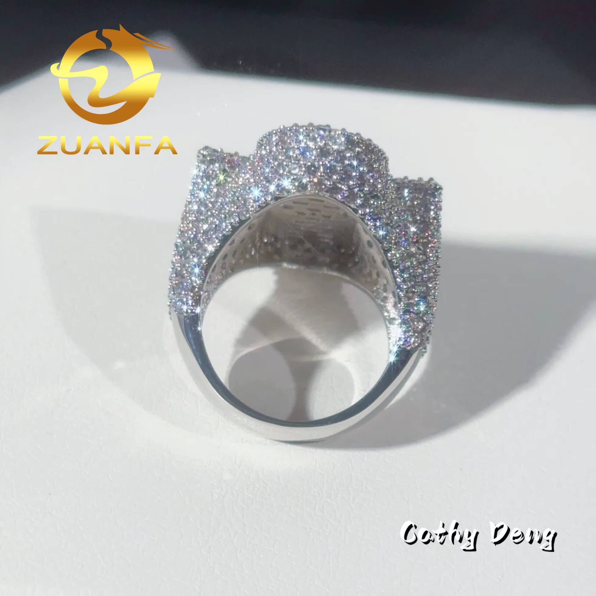 Zuanfa Jewelry Hot Selling Hip Hop Ring Cross Full Pave Moissanite 925 Sterling Silver Ice Out Moissanite Men Diamond Ring