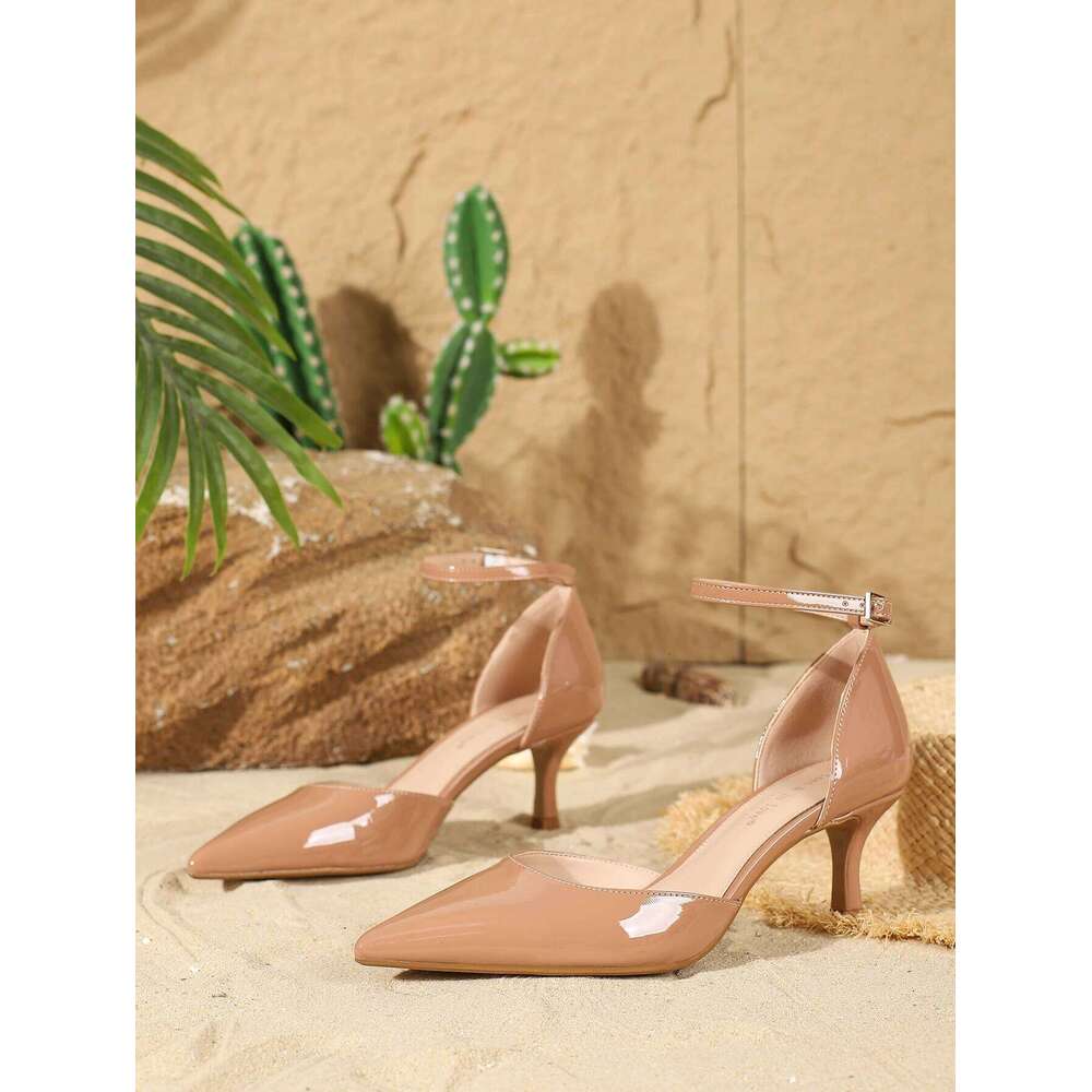 Women's Fashion Elegant Patent Leather Pointed-Toe Stilettos, Comfortable Simple and Versatile Thin High Heels