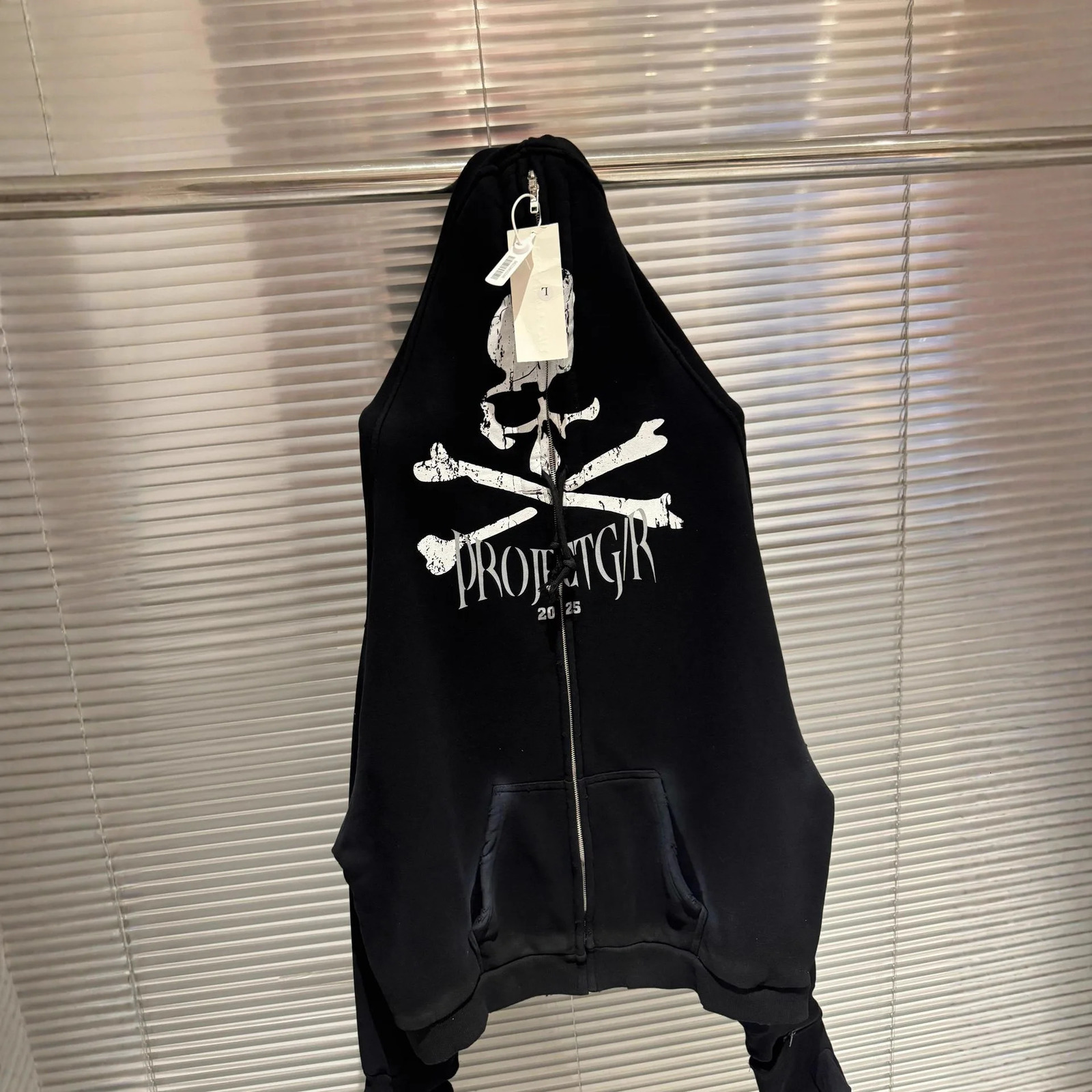 Hip Hop Bird Graphics Print Shoulder Drop n Black PROJECT G/R Zipper Hoodie Men Women Top Quality Cotton 260228