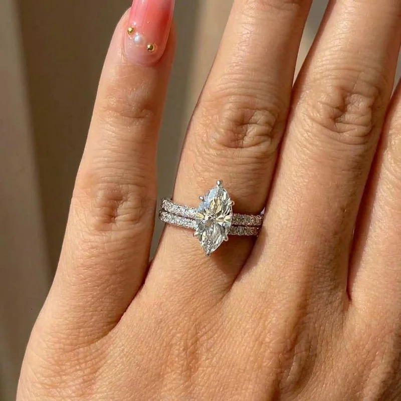 925 Sterling Silver Fashion Classic Marquise Zircon Ring For Women Engagement Wedding High Quality Fine Jewelry s 260302