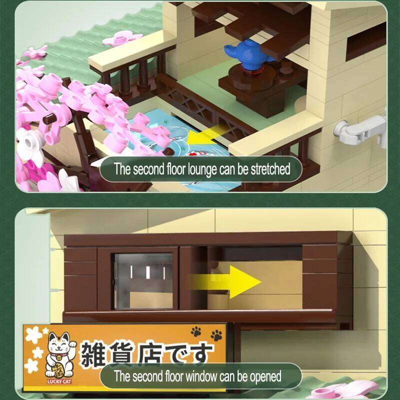 Cada LED City Japanese Style Grocery Store House Building Blocks Double Decker Duplex Architecture Bricks Toys for Kid Gifts Z260305