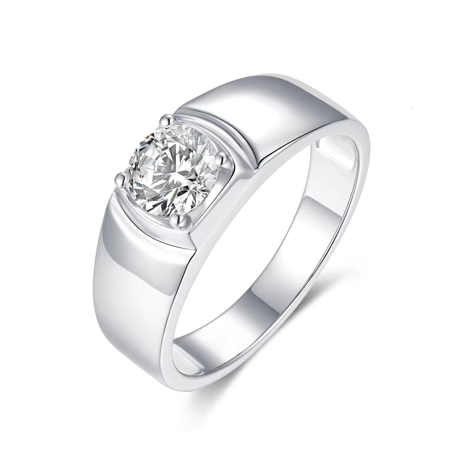 Wholesale Custom 925 Sterling Silver Mans Wedding Classic Ring 1 VVS D GRA Certified Moissanite Diamond Jewelry Ring