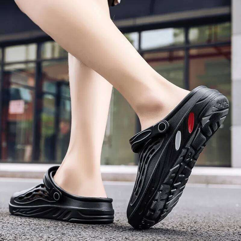 Litfun Fashion Men's Clogs Soft Sole Comfortable Hole Indoors Concise Flats Shoes Light Bathroom Men Slippers