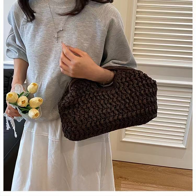 2026 Cross-border Niche Woven Handbag For Women 2026 Luxury Handbag Summer New Large Capacity Beach Straw Shoulder Bag