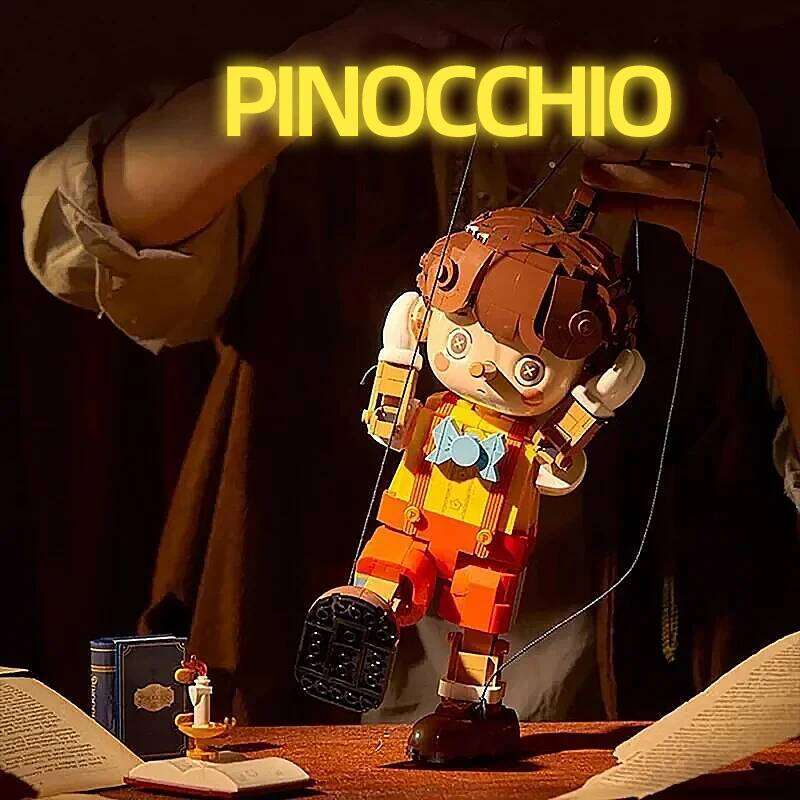 Pinocchio Building Blocks Classic Fairy Tale Long Nose Doll Puppet Model Bricks Desktop Deco Kids Educational DIY Toys Gifts Z260305
