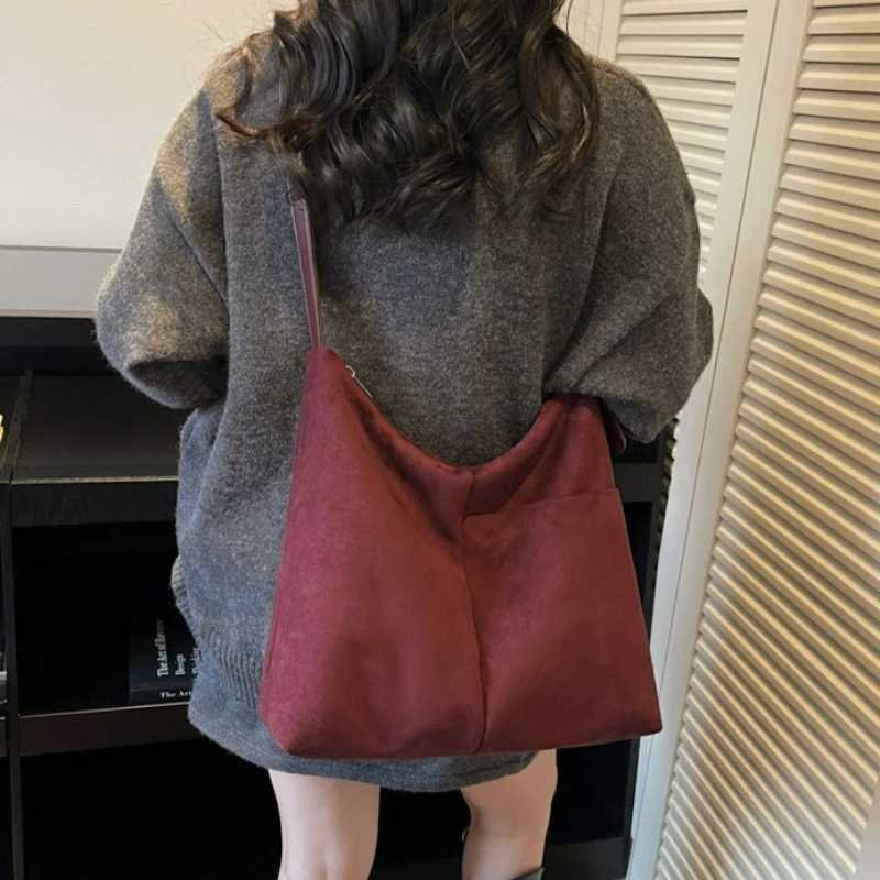 New Versatile Crossbody Bags Women Fashion Suede Large Capacity Shoulder Bag Korean Trendy Tote Textured Casual Storage Bags H260306