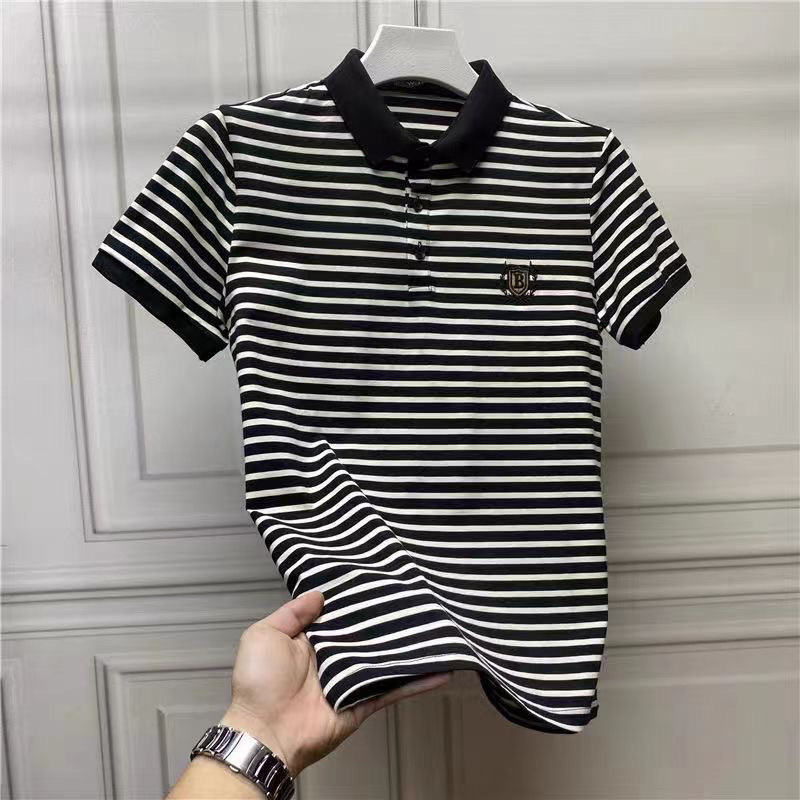 Luxury Brand Designer Clothes 2025 Summer European Trend Brand POLO Shirt Men's Striped Embroidered Short Sleeve Men's Turn-Down Collar Top 