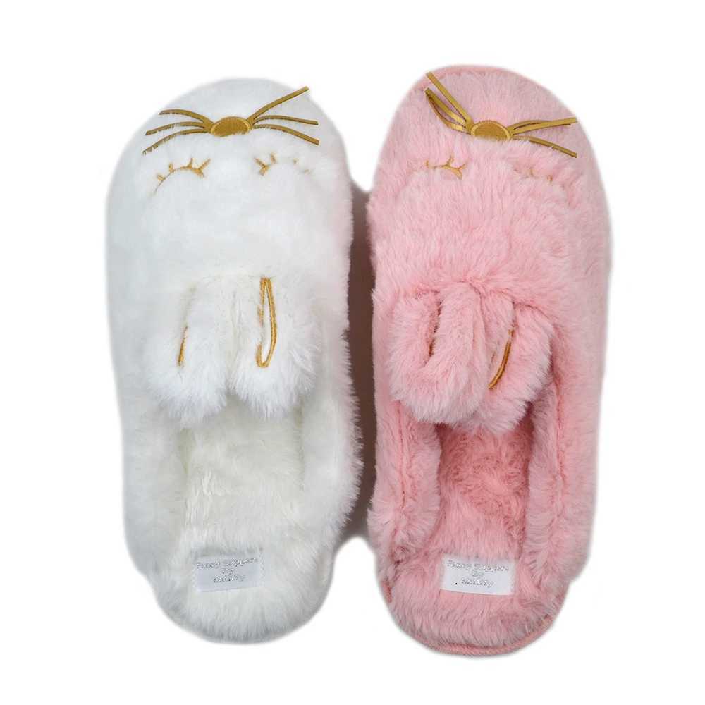 Cute Bunny Fuzzy Slippers Warm Animal Memory Foam Rabbit Plush Women Indoor Outdoor Bedroom Slippers S260305
