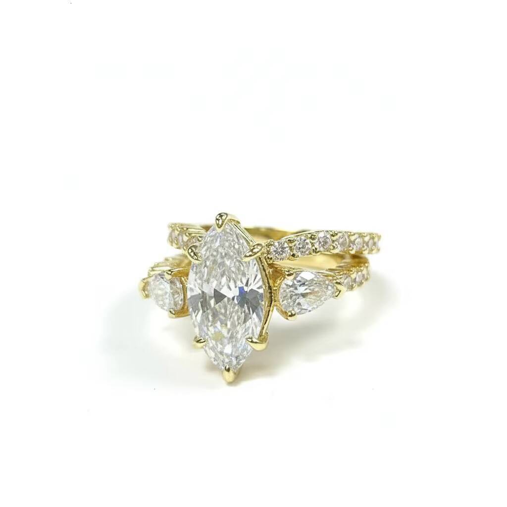 Luxury 3CT Marquise Cut Moissanite Ring S925 Sterling Silver Moissanite Rings IGI Certified Moissanite Ring