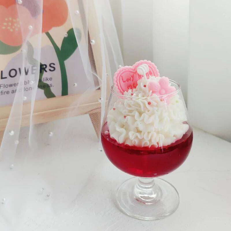Romantic Creamy Red Wine Glass Scented Candle Soy Wax Dinner Decoration Handmade Gift Perfect for Birthday Parties W260304 W260305